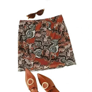 NWOT Shein Geo Marble Print High-Rise Mesh Mini Skirt - XS